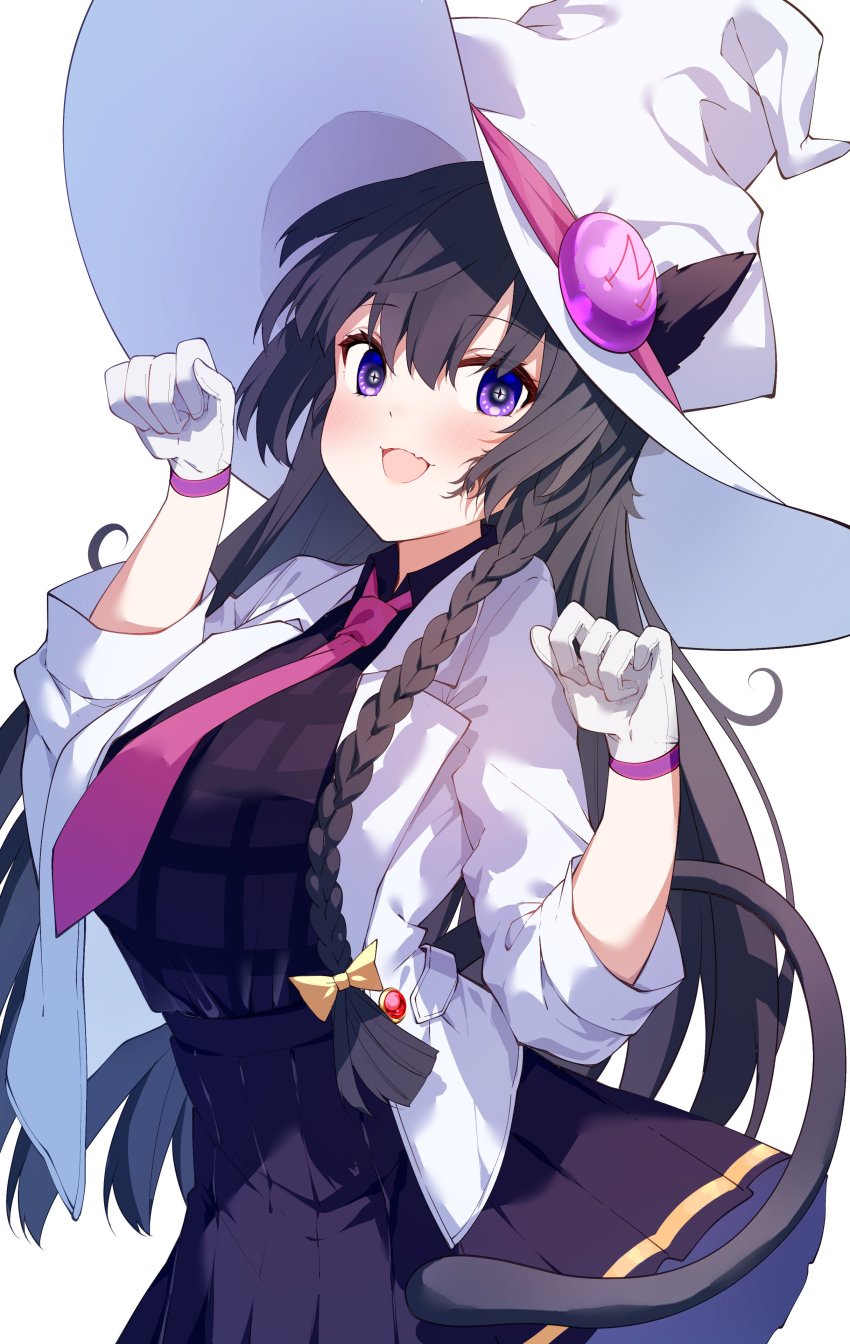 1girl, :d, absurdres, animal_ears, blazer, blush, bow, braid