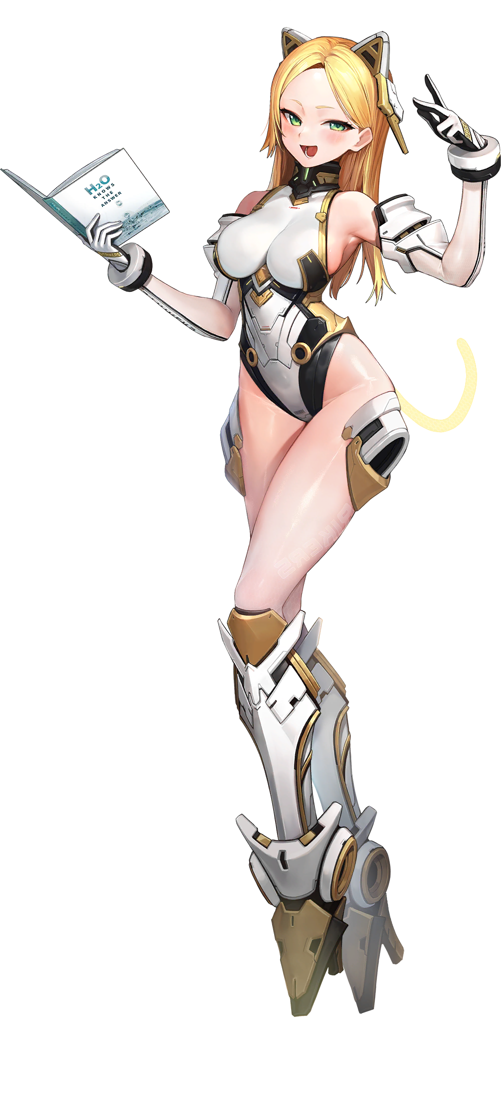 1girl, alternate_hairstyle, animal_ears, arm_guards, armored_boots, armpits, barcode, blonde_hair