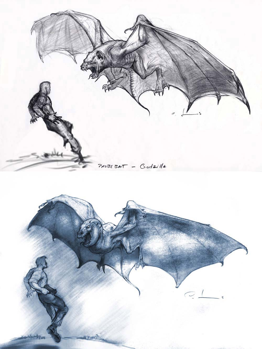 carlos_huante, claws, concept_art, cut_content, ears, fangs, godzilla_(series), godzilla_(unmade_1994_u.s._film)