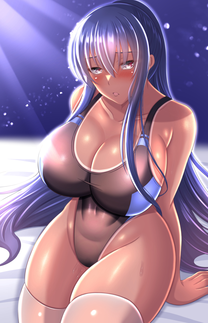 1girl, absurdres, akiyama_rinko, breasts, highleg, highleg_one-piece_swimsuit, highres, huge_breasts