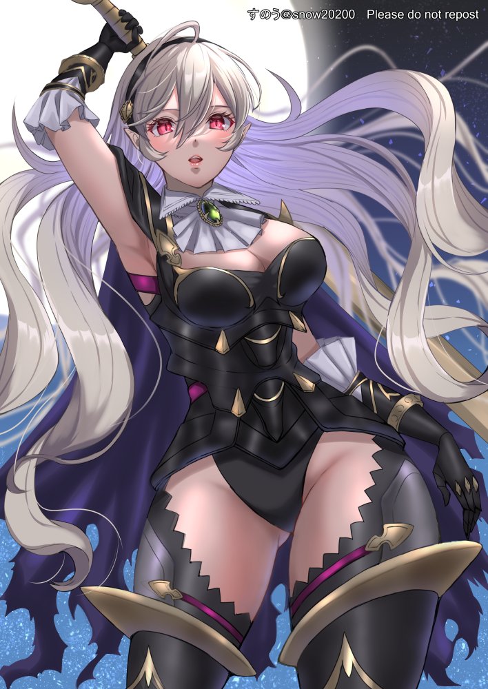 1girl, arm_up, armpits, black_panties, breasts, cleavage, female_corrin_(fire_emblem), female_corrin_(nohr_noble)_(fire_emblem)