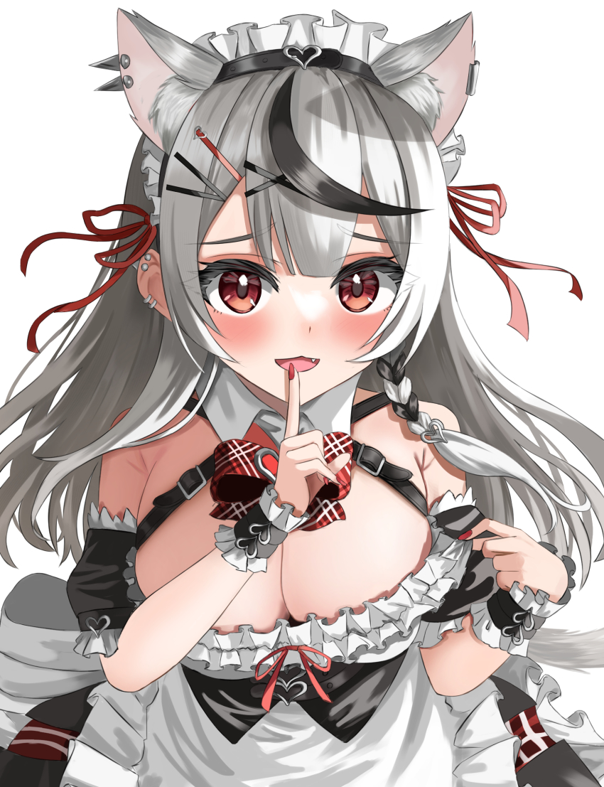 animal_ear_fluff, animal_ears, bad_id, bad_pixiv_id, bare_shoulders, blush, breasts, cat_ears