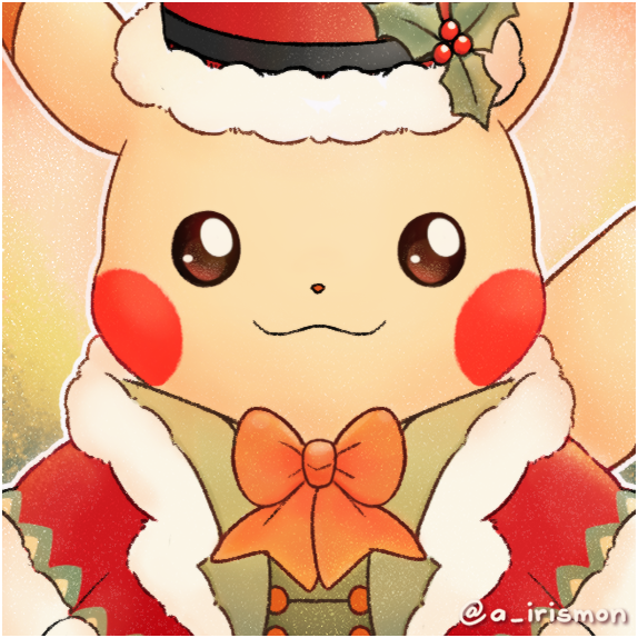 alternate_costume, blush_stickers, border, bow, bowtie, brown_eyes, fur-trimmed_headwear, fur_trim