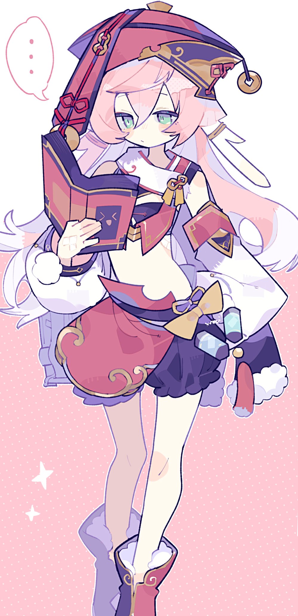 ..., 1girl, :/, antlers, black_boots, black_shirt, black_shorts, book