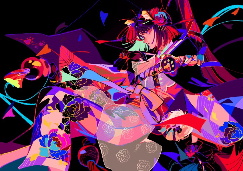 1girl, animal_ears, black_background, black_gloves, brown_hair, dog_ears, epaya_hakase, fate/grand_order