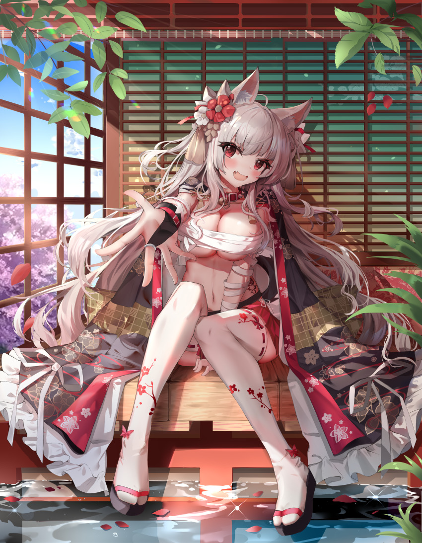 1girl, absurdres, animal_ear_fluff, animal_ears, azur_lane, bandaged_arm, bandages, braid