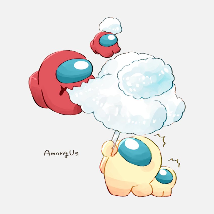 4others, ^^^, among_us, banana_(among_us), candy, commentary, copyright_name, cotton_candy