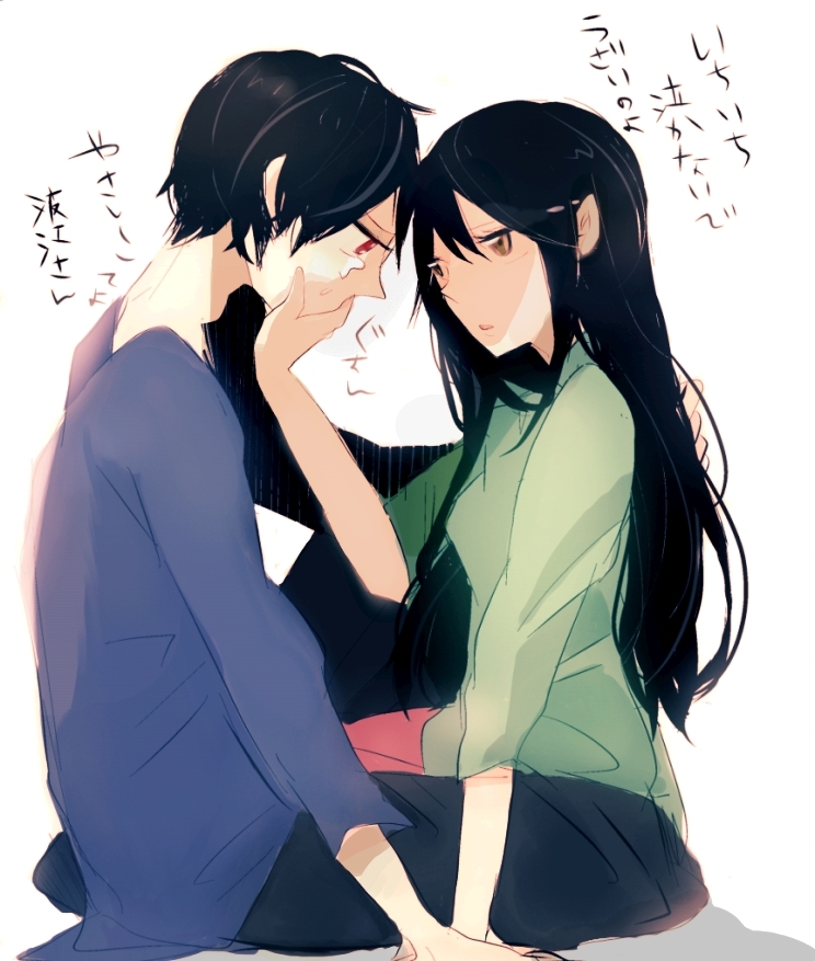 1boy, 1girl, bad_id, bad_pixiv_id, black_hair, durarara!!, ek_ko, expressionless