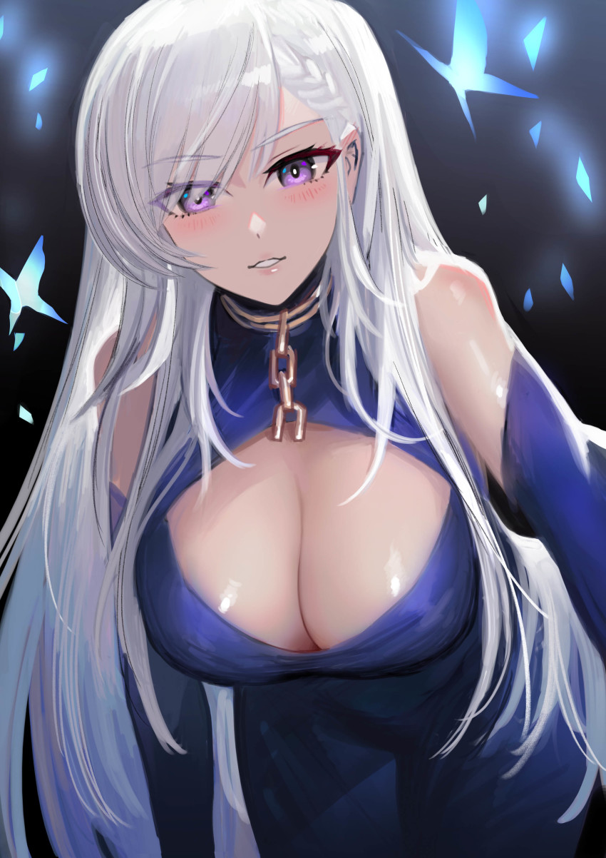 1girl, absurdres, azur_lane, belfast_(azur_lane), belfast_(the_noble_attendant)_(azur_lane), braid, breasts, broken