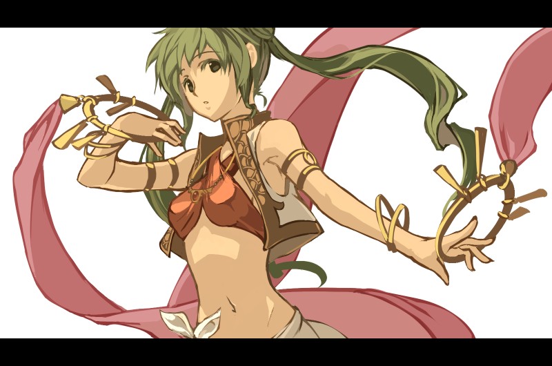 1girl, armlet, bad_id, bad_pixiv_id, bracelet, chakram, dancer, female_focus