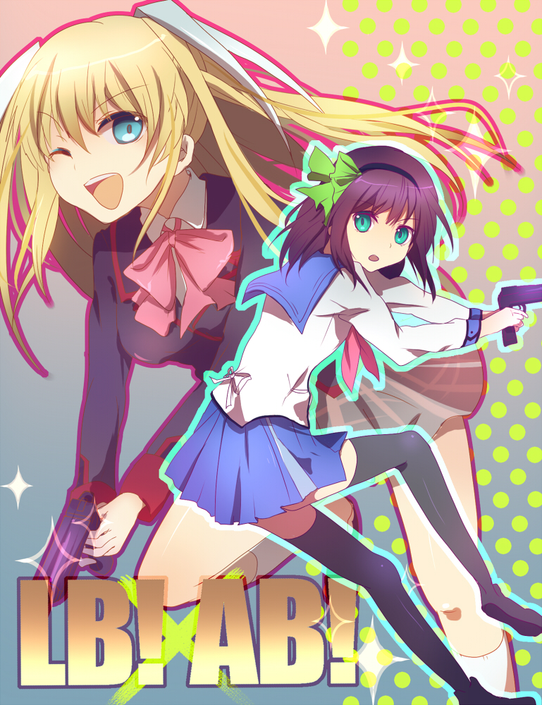 10s, 2girls, angel_beats!, az_(shotatteiiyone), bad_id, bad_pixiv_id, blazer, blonde_hair