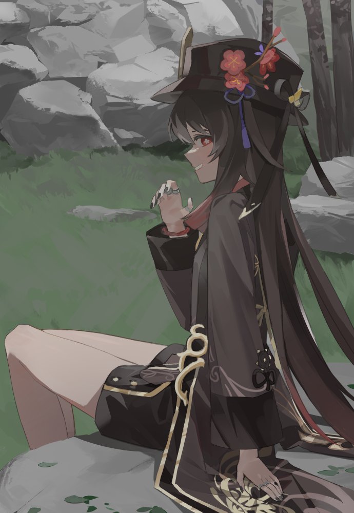 1girl, black_nails, bracelet, brown_coat, brown_hair, cjsdh1000, coat, coattails