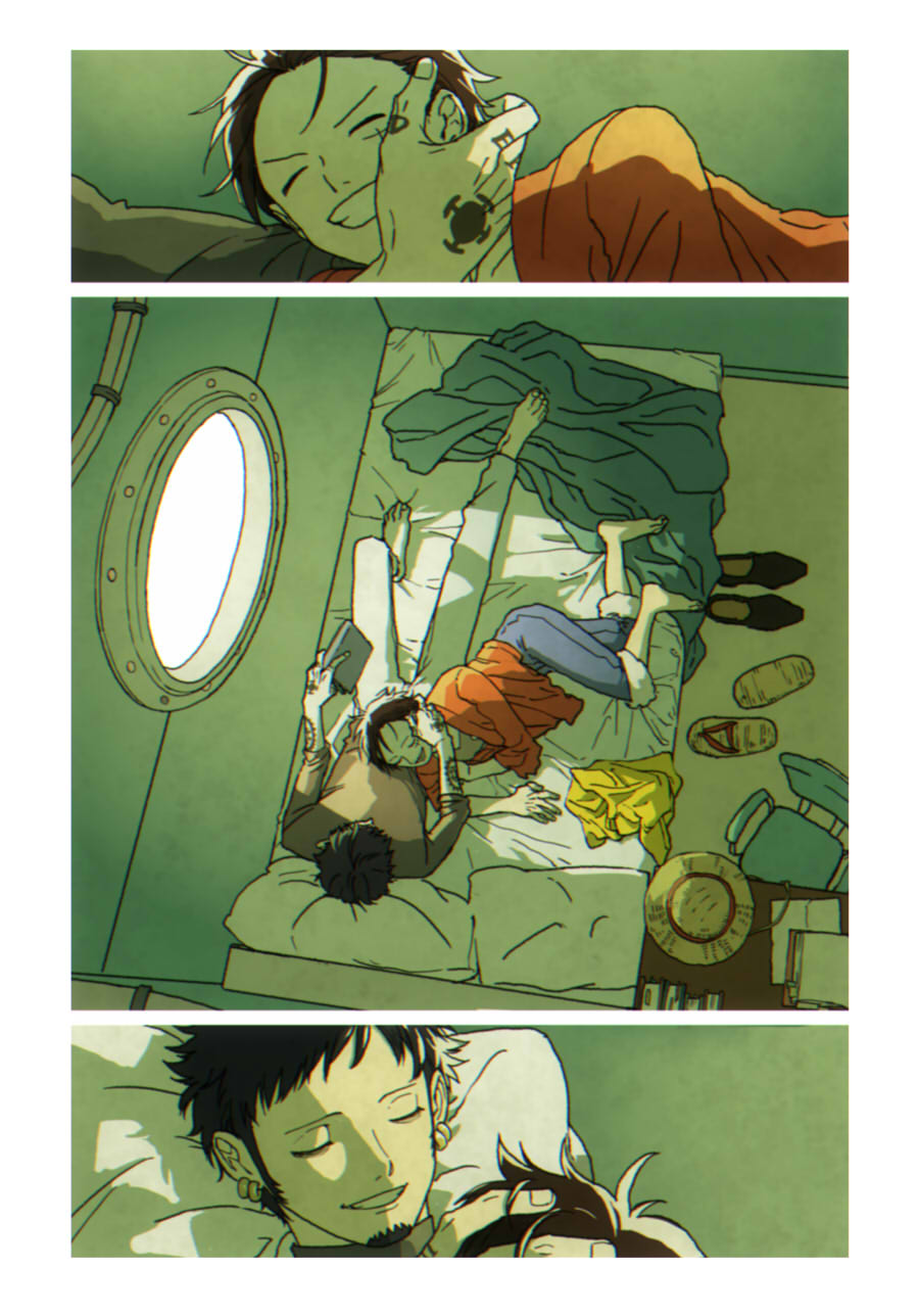 2boys, ^_^, black_hair, black_shirt, blanket, book, chizuko_(chiduk0), closed_eyes