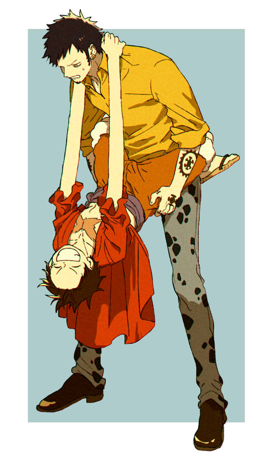 2boys, ^_^, arm_tattoo, black_hair, chizuko_(chiduk0), closed_eyes, grin, hug