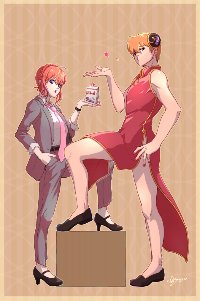 1boy, 1girl, aya_shiro423, belt, black_belt, black_footwear, blue_eyes, braid