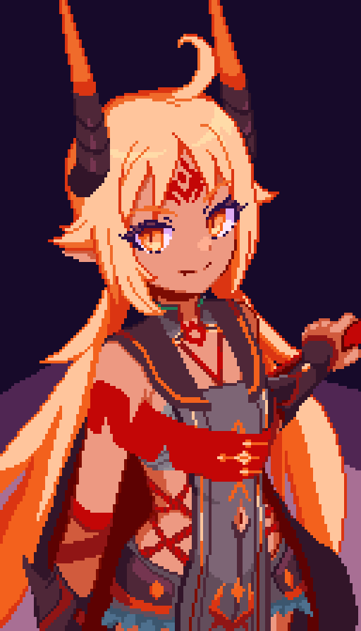 apocalypse_ravi_(epic_seven), black_hair, breasts, demon_girl, demon_horns, epic_seven, horns, legs