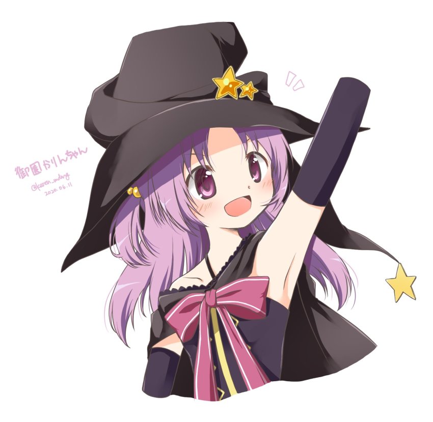 black_cape, black_hat, black_shirt, black_sleeves, blush, cape, criss-cross_halter, crop_top