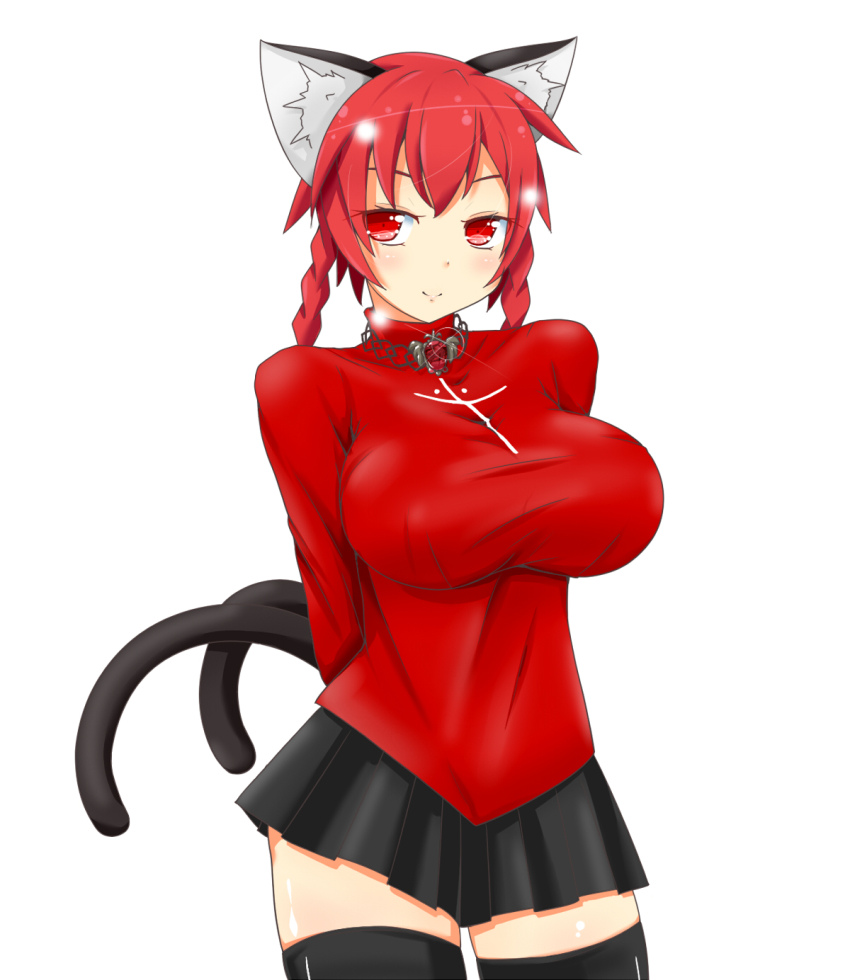 1girl, animal_ears, braid, breasts, cat_ears, cat_tail, contrapposto, cosplay