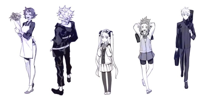 7th_dragon_(series), 7th_dragon_2020, apron, backpack, bag, bike_shorts, bike_shorts_under_skirt, bouquet