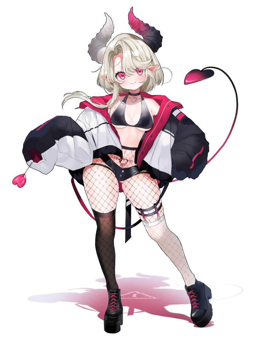 1girl, absurdres, asymmetrical_legwear, black_boots, black_thighhighs, blonde_hair, blush, boots