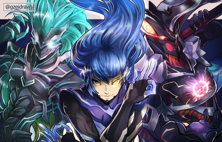 androgynous, atlus, blue_eyes, blue_hair, bodysuit, eiyuu_densetsu, falcom, glowing