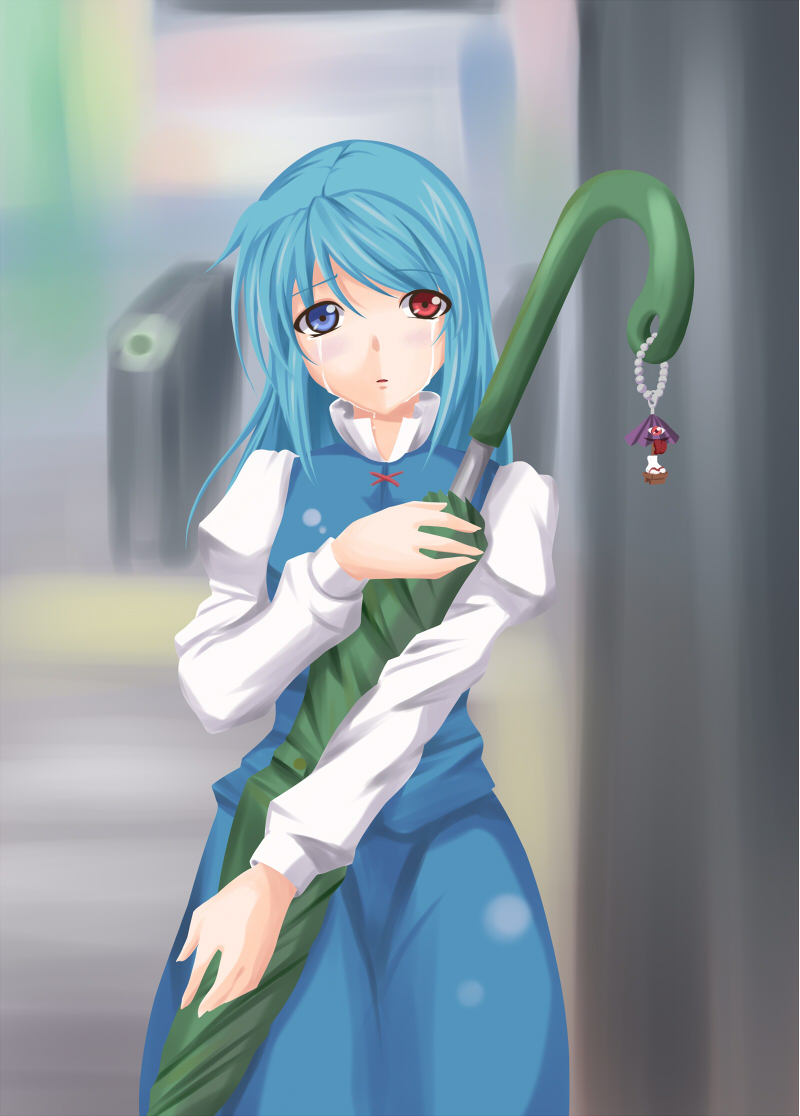 1girl, aitsugawa_rui, bad_id, bad_pixiv_id, blue_eyes, blue_hair, cellphone_charm, charm_(object)