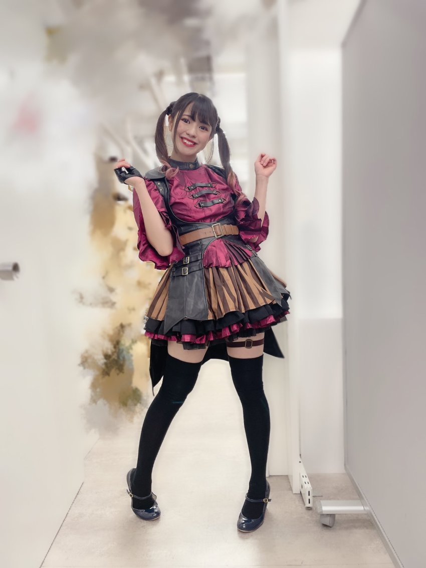 1girl, andou_reina, black_socks, highres, junjou_no_afilia, photo_(medium), socks, twintails