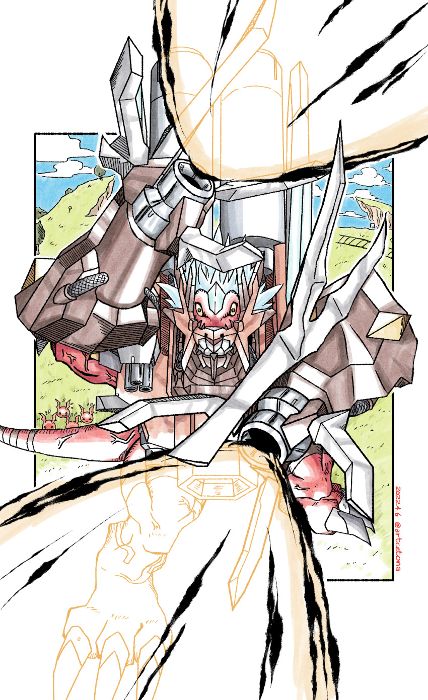 armor, claws, digimon, energy, highres, jyarimon, megalogrowmon, megalogrowmon_x-antibody