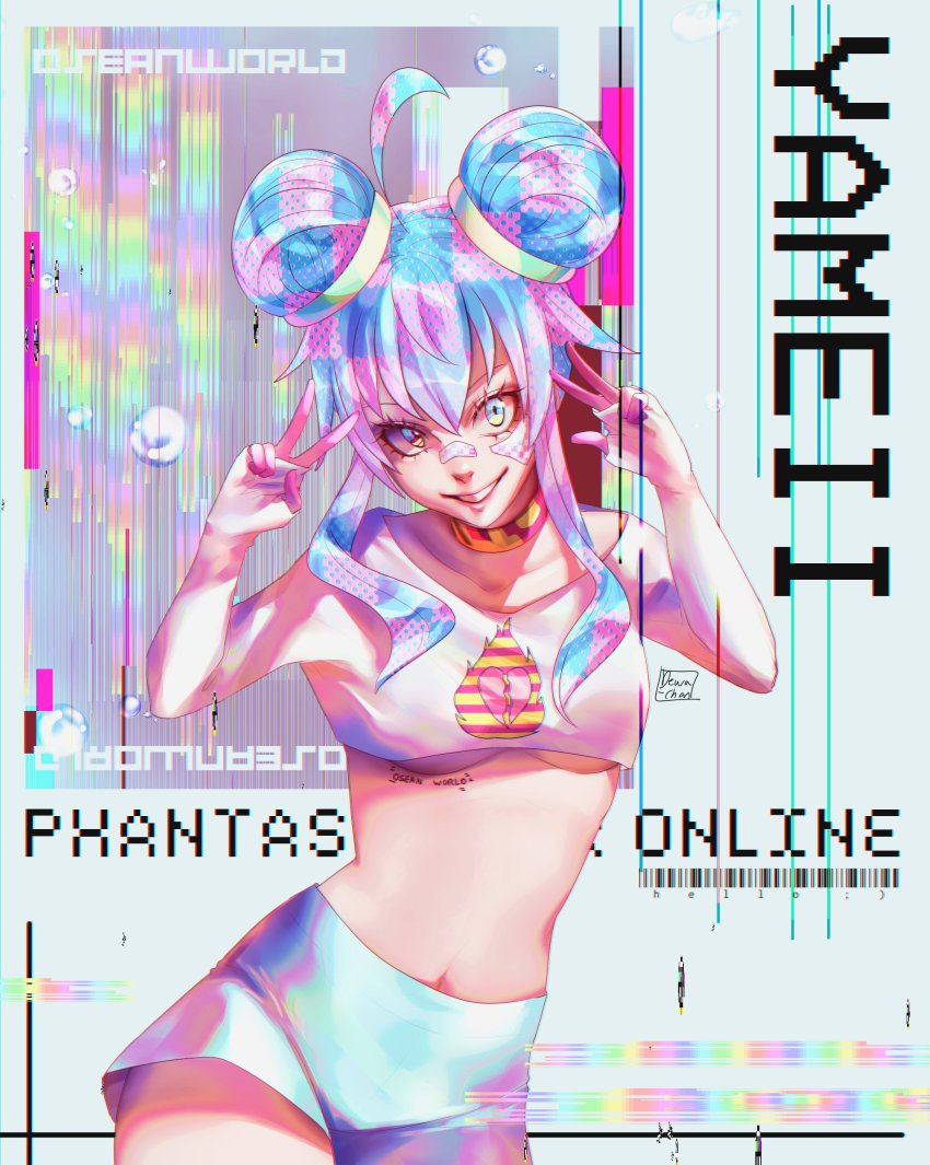 1girl, absurdres, bandaid, bandaid_on_face, bandaid_on_nose, blue_hair, blue_skirt, breasts