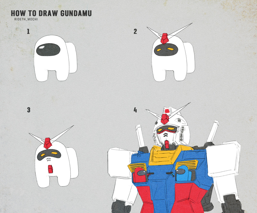 absurdres, among_us, among_us_eyes_(meme), artist_name, crewmate_(among_us), grey_background, gun, gundam