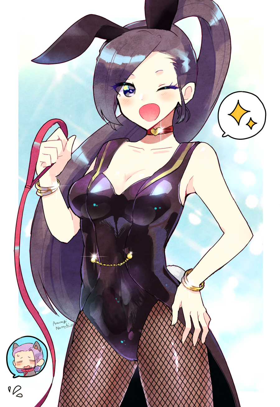 araragi_natsuki, chibi, chibi_inset, dragon_quest, dragon_quest_xi, highres, martina_(dq11), playboy_bunny