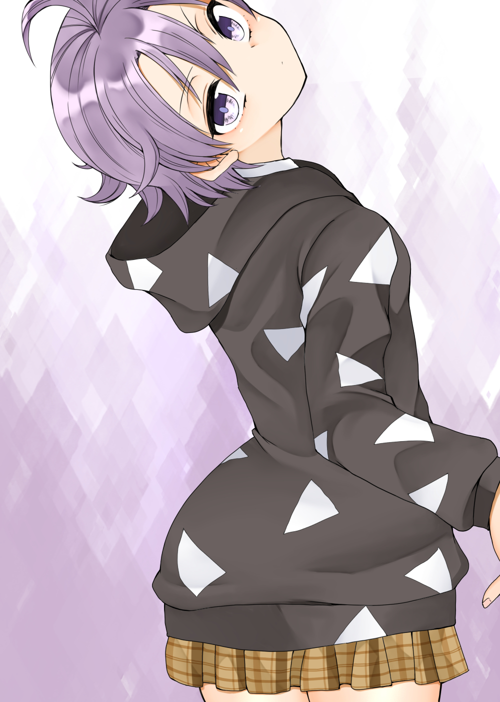 1girl, ahoge, black_hoodie, collared_shirt, highres, hood, hoodie, long_sleeves