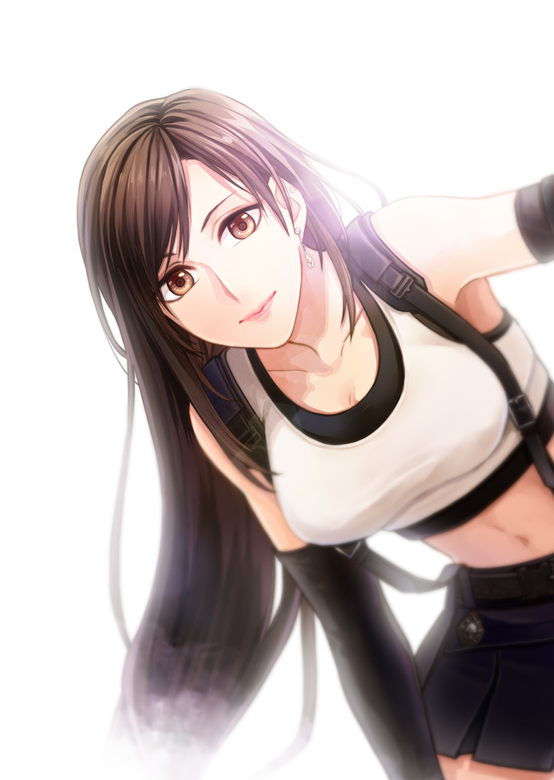 1girl, bare_shoulders, black_bra, black_gloves, black_skirt, bra, breasts, brown_eyes