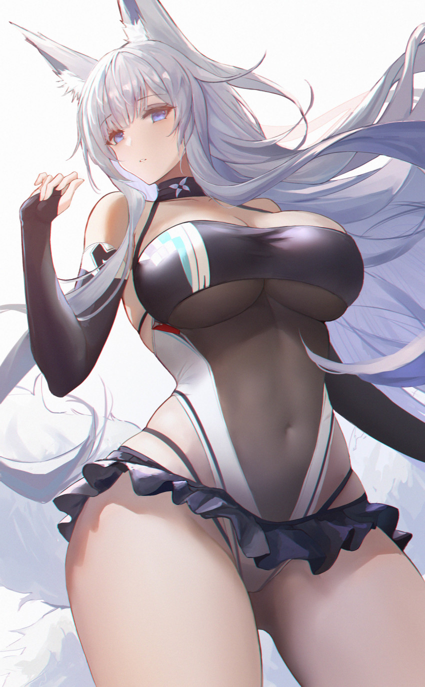 1girl, absurdres, animal_ear_fluff, animal_ears, azur_lane, bare_shoulders, black_choker, black_gloves
