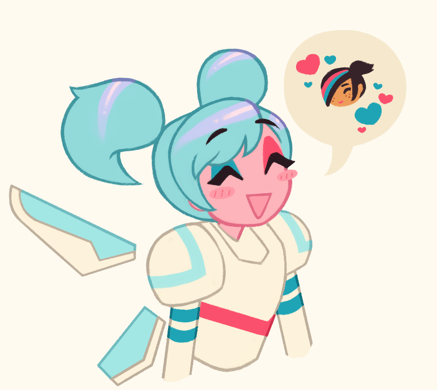 2girls, :d, ^_^, armor, black_hair, blue_hair, blush_stickers, closed_eyes, cropped_arms, cropped_torso, general_sweet_mayhem, multiple_girls, open_mouth, shunsines, simple_background, smile, solo_focus, speech_bubble, the_lego_group, the_lego_movie, the_lego_movie_2:_the_second_part, twintails, upper_body, white_armor, white_background, wings, wyldstyle