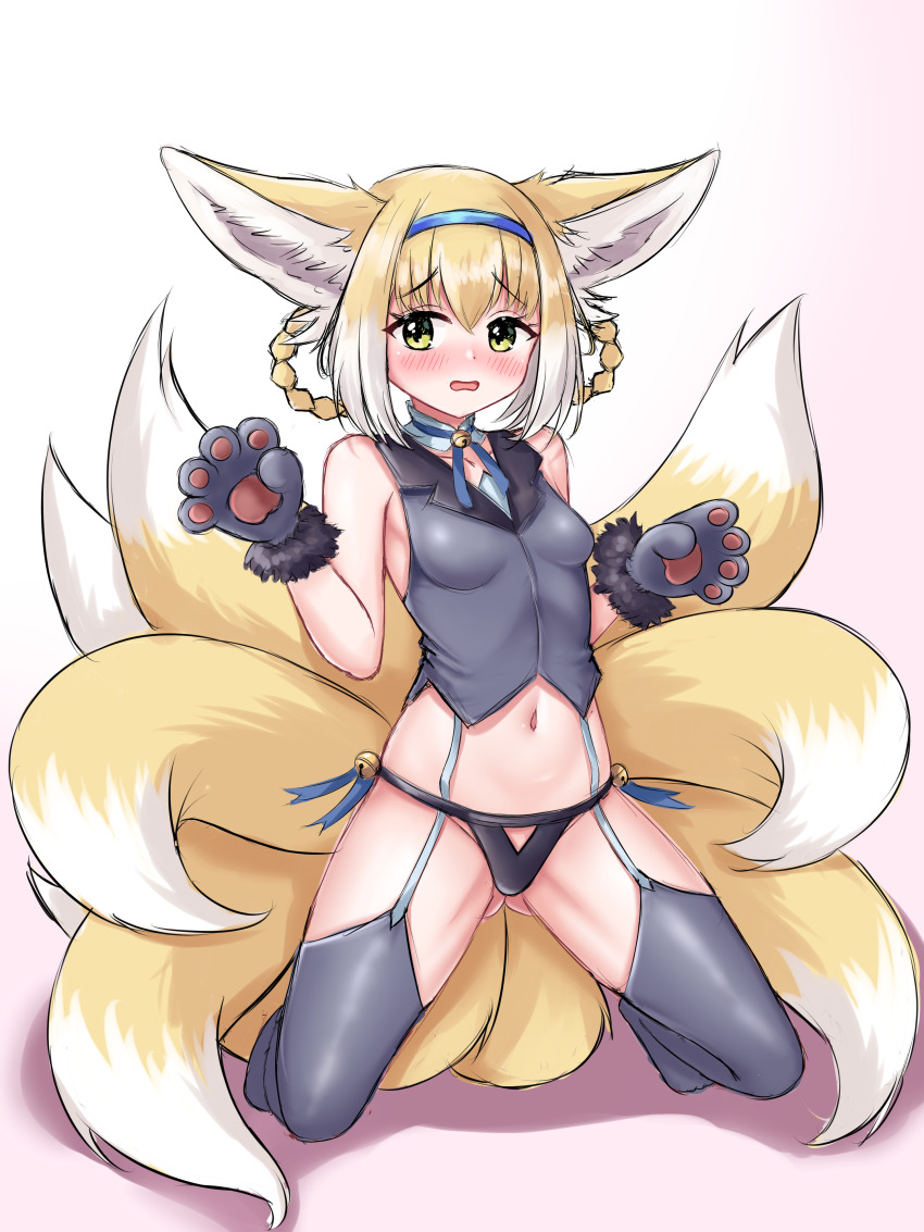 1girl, absurdres, animal_ear_fluff, animal_ears, animal_hands, arknights, bare_shoulders, bell