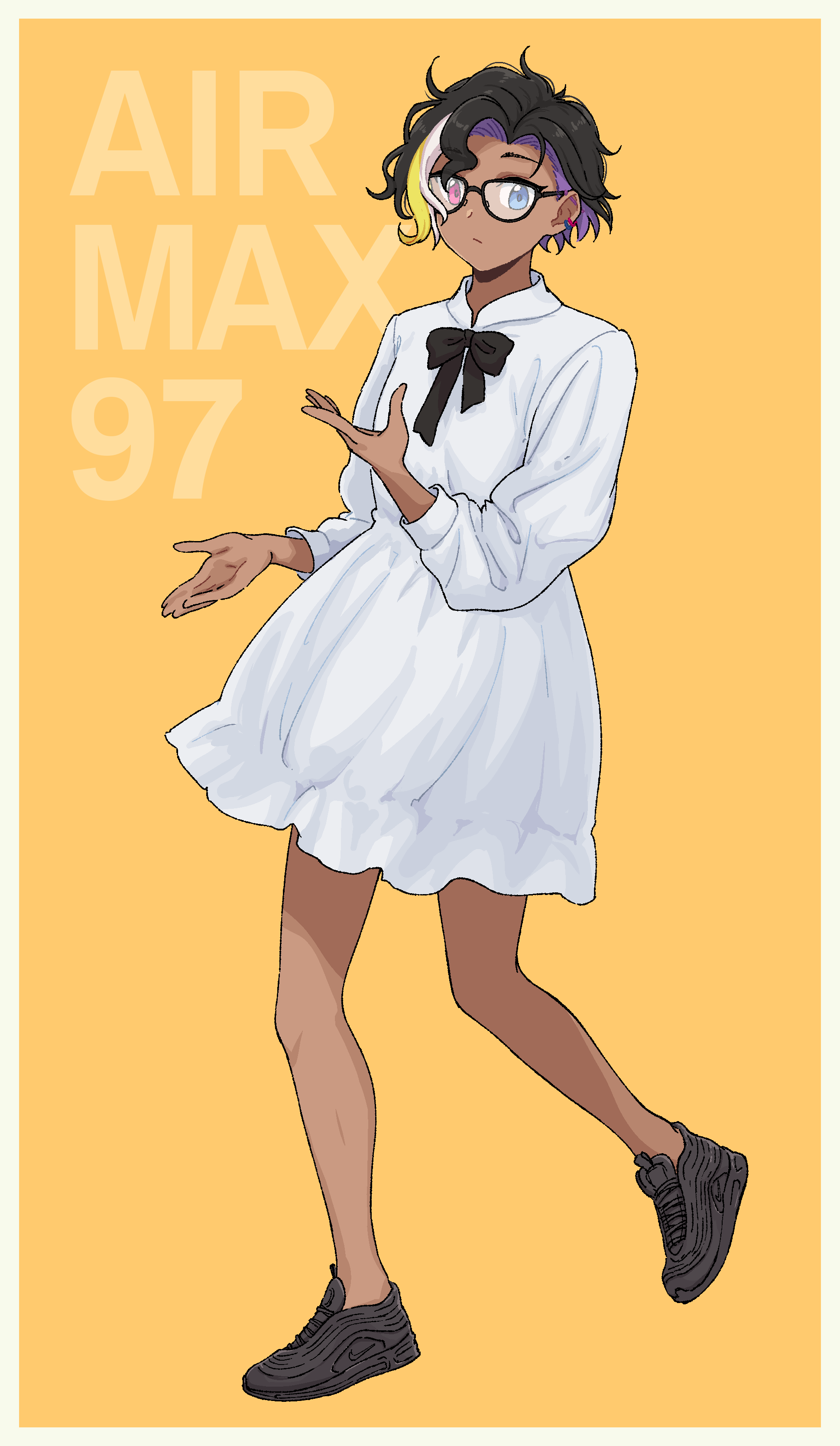 1other, absurdres, air_max_97, alex_(pas_(paxiti)), bisexual, bisexual_flag, black_hair, bow