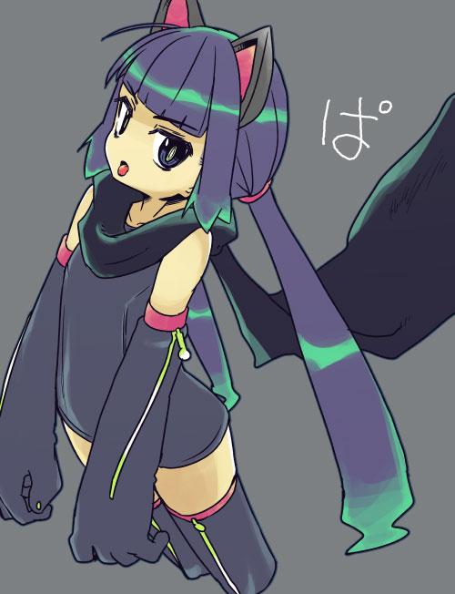 1girl, animal_ears, blue_eyes, cat_ears, character_request, collarbone, cropped_legs, elbow_gloves