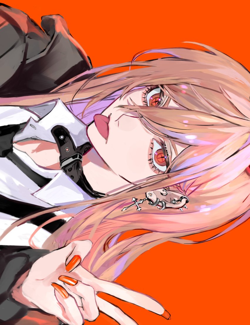 1girl, ancoo_mm, black_collar, black_jacket, black_necktie, brown_hair, chainsaw_man, closed_mouth