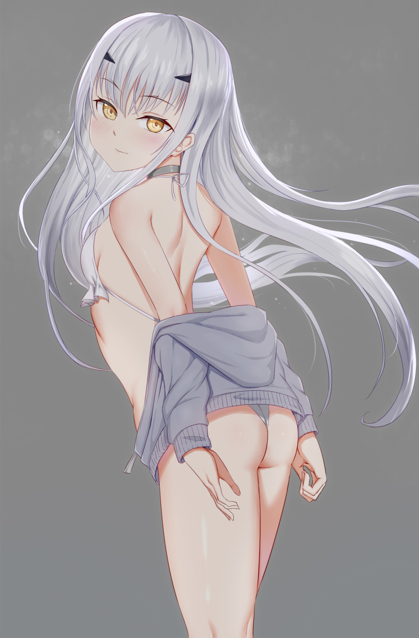 1girl, ass, bare_shoulders, bikini, breasts, brown_eyes, melusine_(fate), fate/grand_order