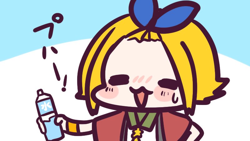 1girl, bottle, oomiya-tan, orange_hair, sailor_collar, water