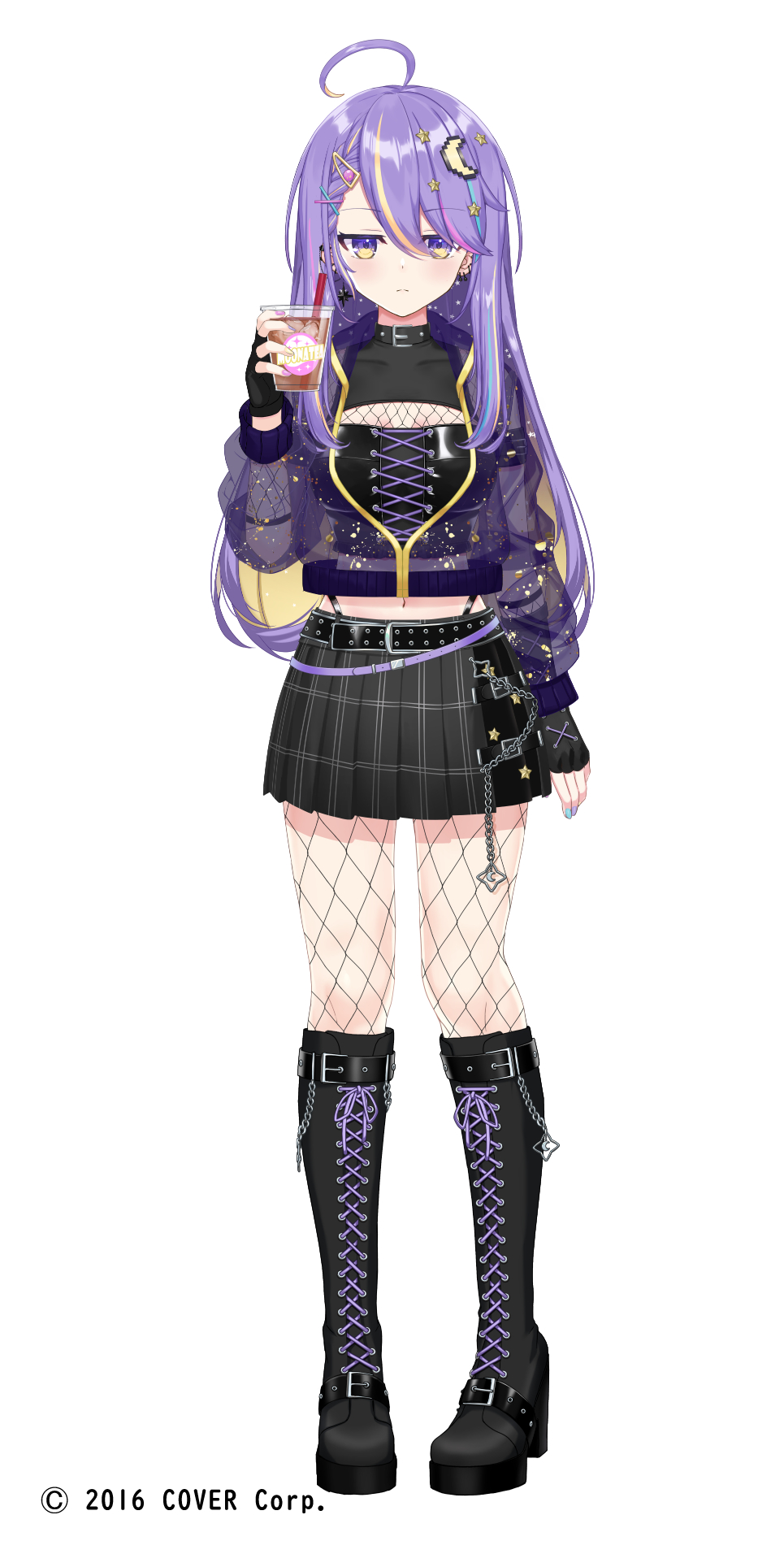 1girl, ahoge, belt, black_belt, black_choker, black_gloves, black_panties, black_shirt