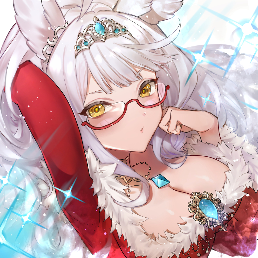 1girl, 2021, absurdres, animal_ears, biwa_hayahide_(rouge_caroler)_(umamusume), biwa_hayahide_(umamusume), blush, breasts