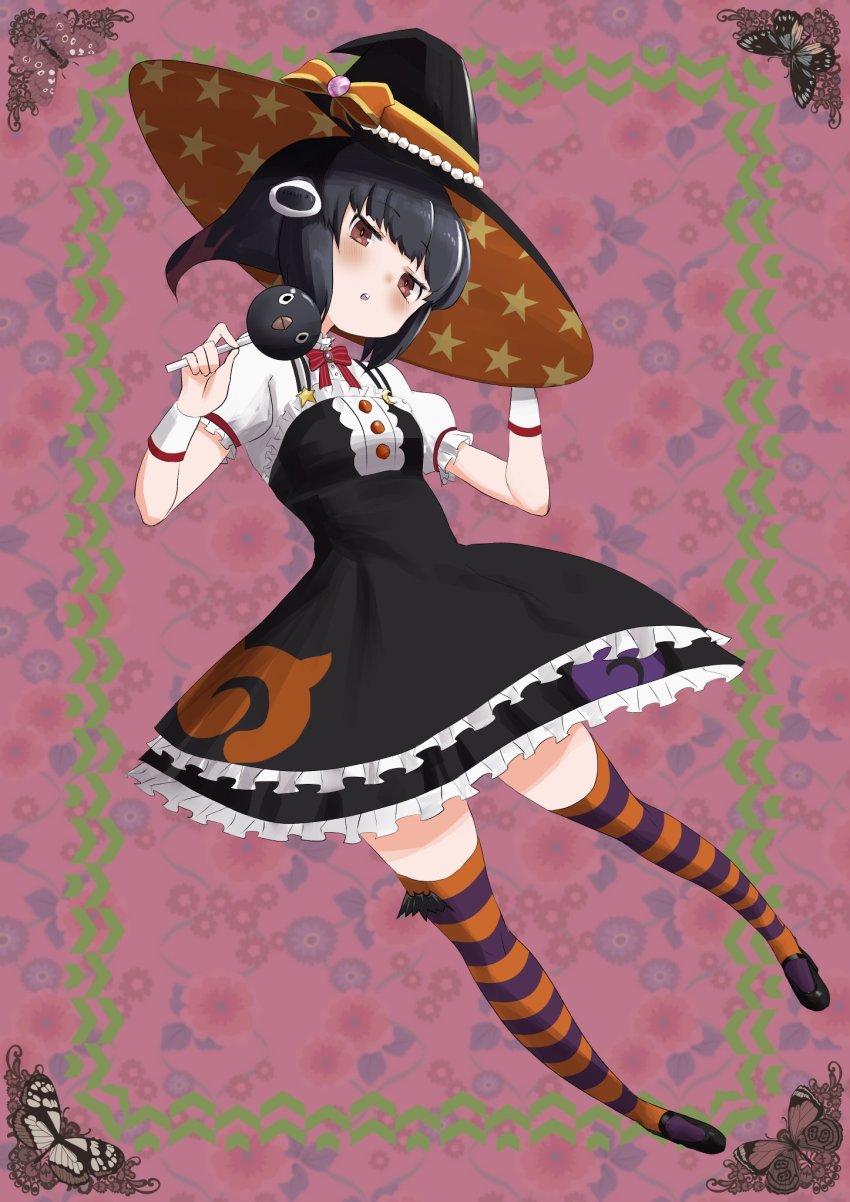 adelie_penguin_(kemono_friends), alternate_costume, black_dress, black_hair, black_hat, blush, bow, bowtie