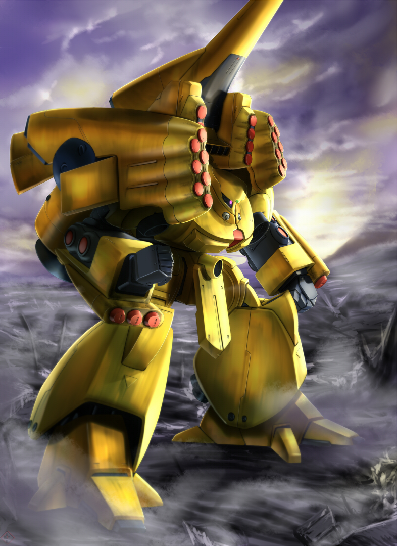 clenched_hand, clenched_hands, cloud, cloudy_sky, fog, gundam, gundam_zz, mecha