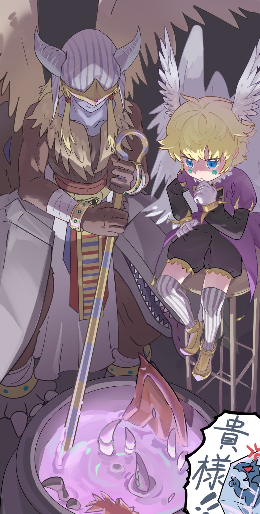 absurdres, angel, cooking, digimon, evilmon, granddracumon, halloween, highres