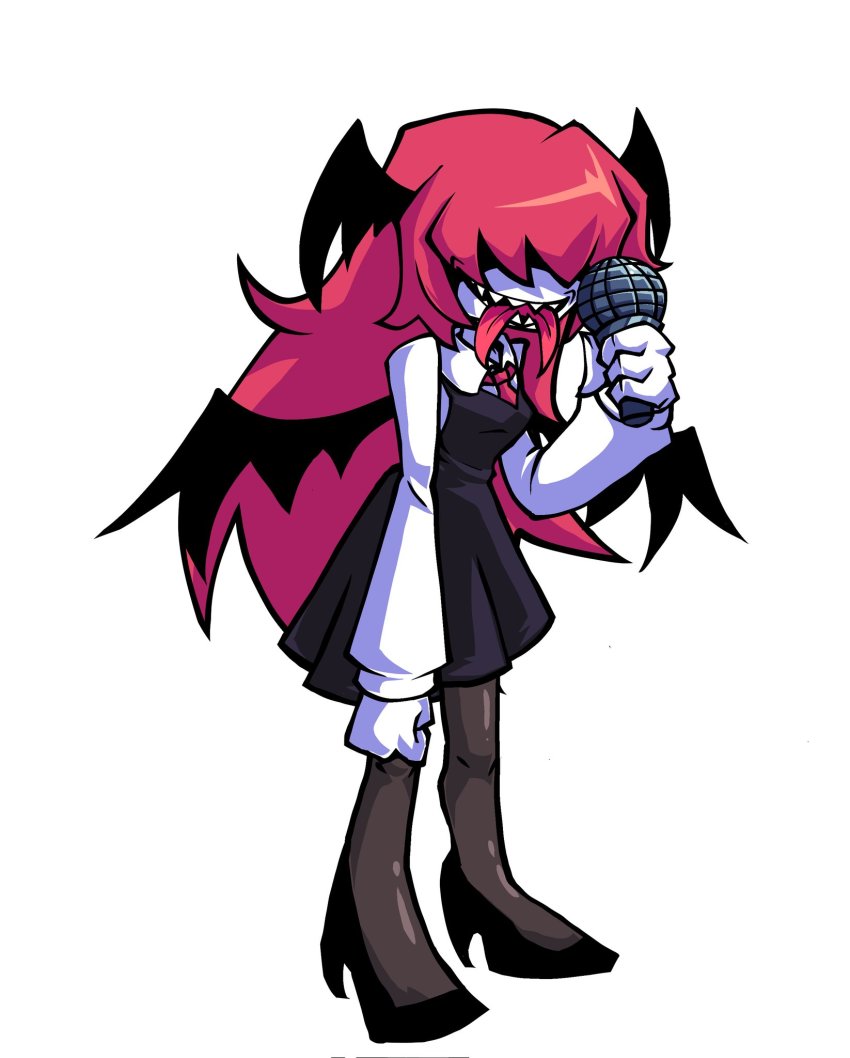 1girl, bat_wings, black_dress, black_footwear, black_wings, demon, demon_girl, demon_wings