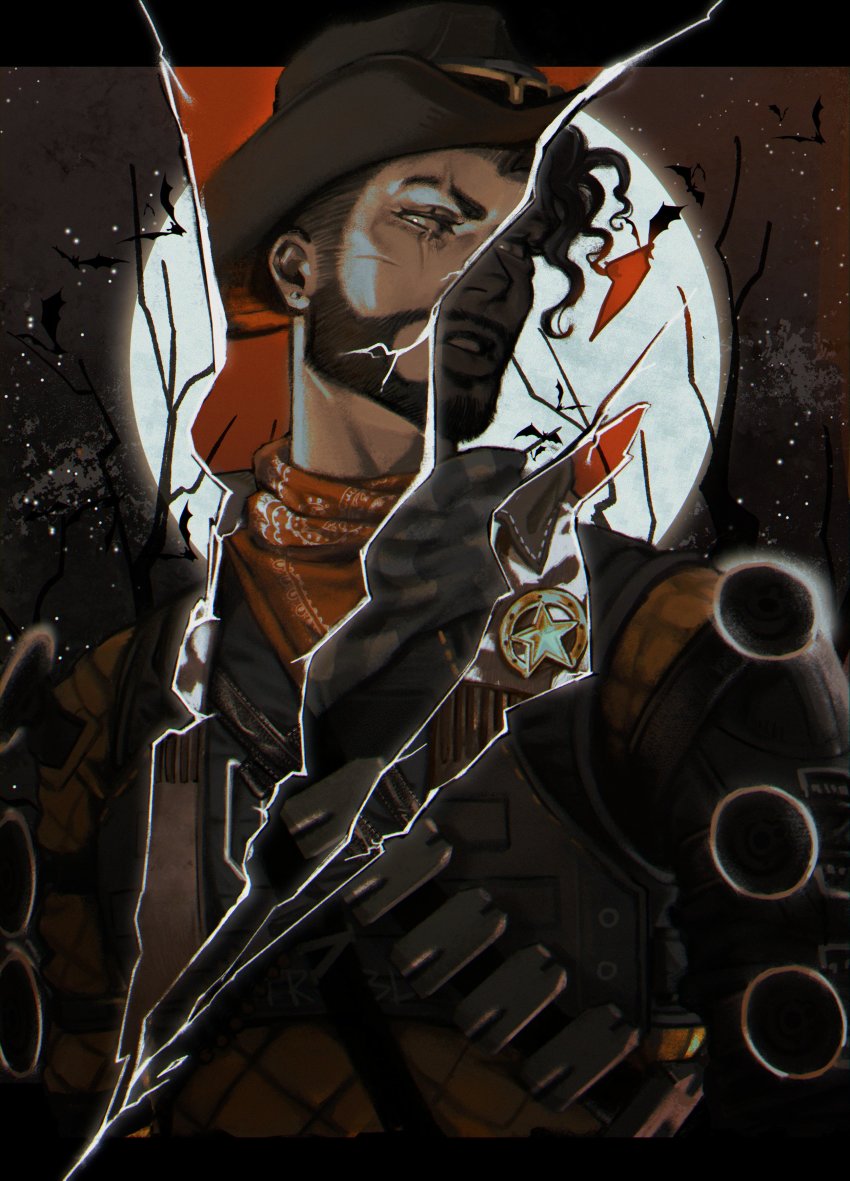 2boys, absurdres, apex_legends, bandana, bat_(animal), black_headwear, black_shirt, bodysuit