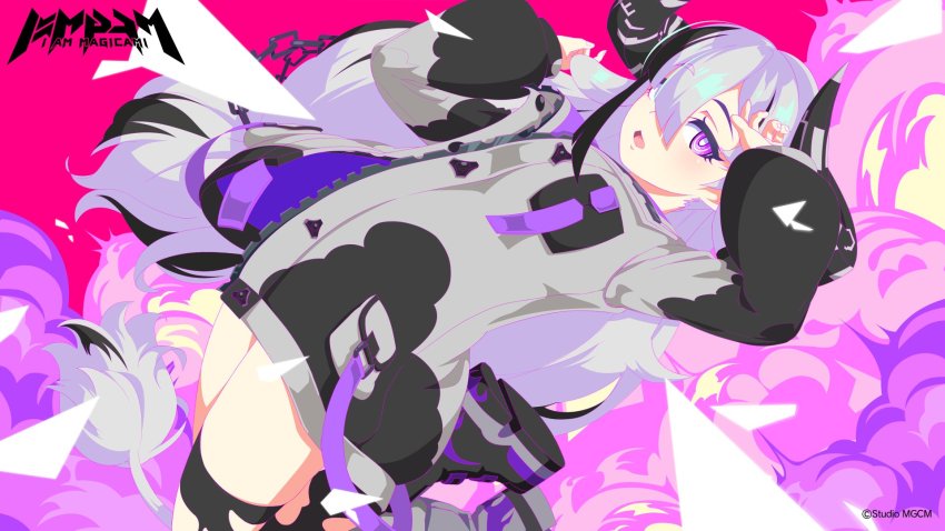 1girl, acedia_(magicami), artist_request, boots, bottomless, copyright_name, cow_tail, highres