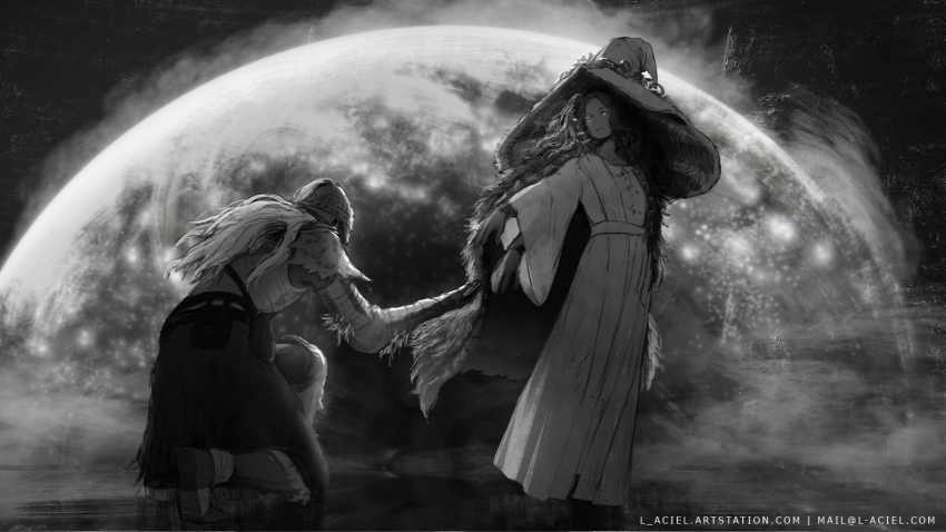 1girl, bloody_wolf_(elden_ring), cape, cloak, closed_mouth, colored_skin, cracked_skin, doll_joints